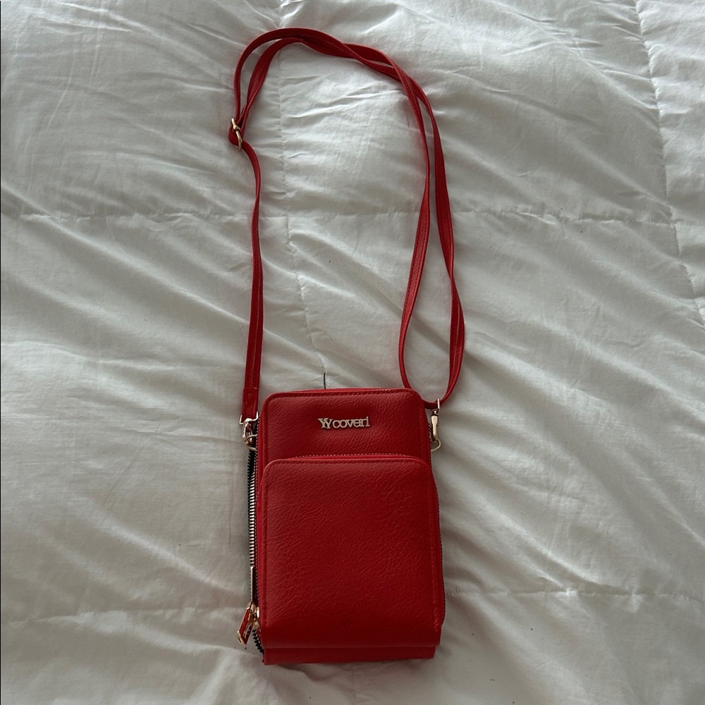 Red Faux Leather Crossbody Bag from Italy
